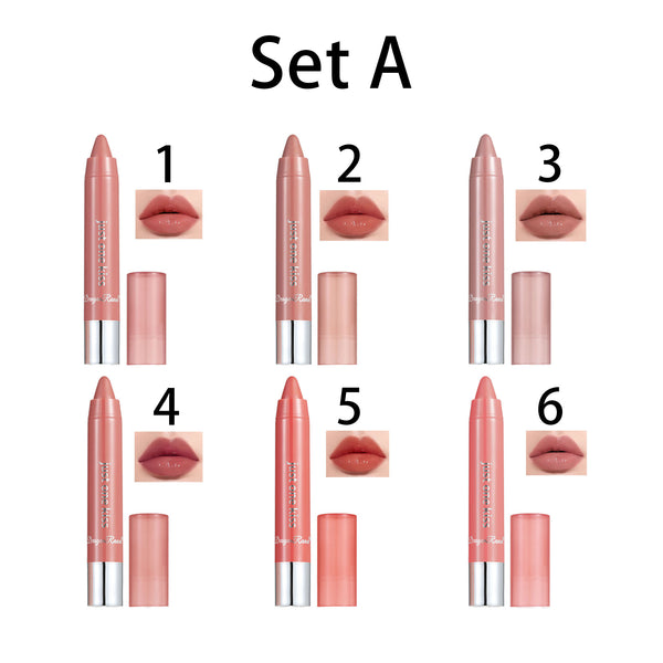 6pcs Natural Nourishing Tinted Lip Crayons Set for Women - Moisturising  Longwear, Matte Creamy