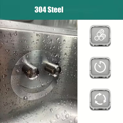 Stainless Steel Joyful Face Dish Sponge Holder with Suction Cup for Kitchen
