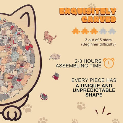 Cats Shaped Wooden Puzzle