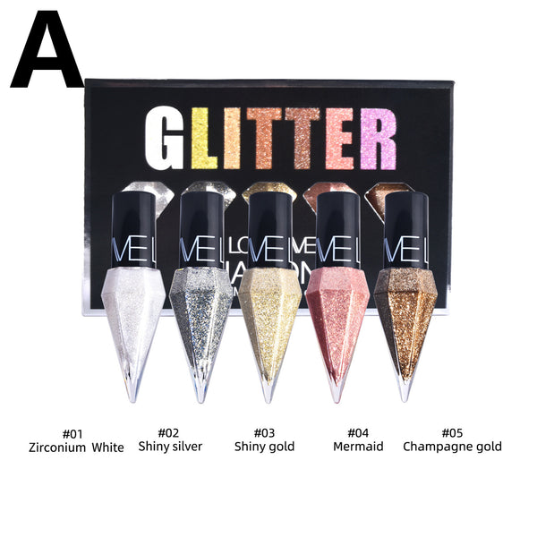 5pcs Diamond Glitter Eyeliner Set - Waterproof, Long-Lasting Sparkle for Eyes