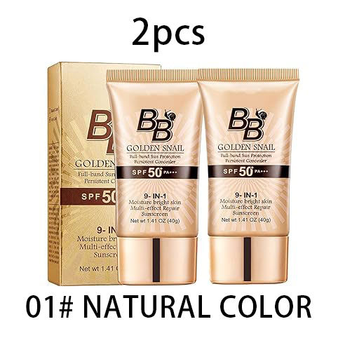 2PCS Sunscreen Cover BB Cream - Tinted Moisturizer with Full Coverage Concealer, SPF50+ PA++++, Long-Lasting Lightweight Formula