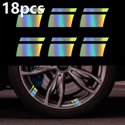 18Pcs Reflective Car Wheel Rim Decal Stripes Decoration Accessories
