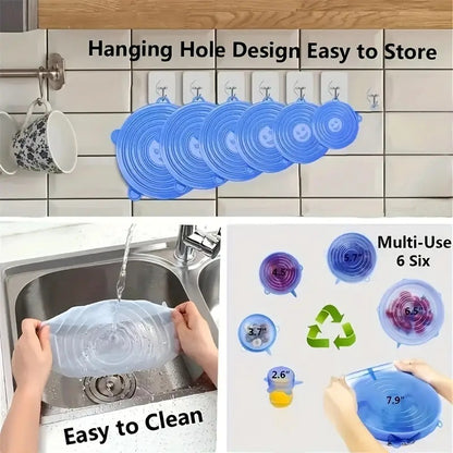 Food-Grade Silicone Food Covers (6-Piece Set)