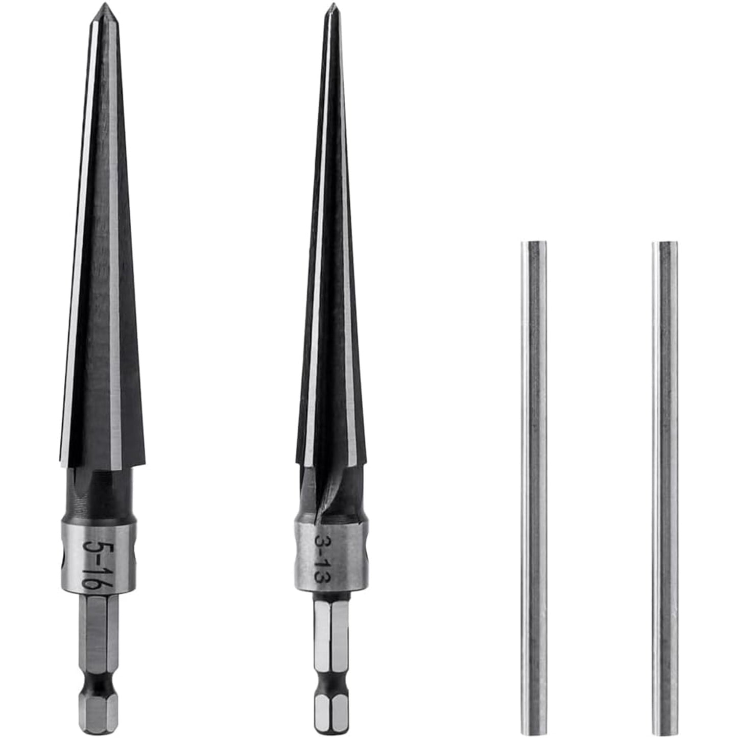 2Pcs Bridge Pin Hole Reamer, 1/8"-1/2" (3-13mm) 3/16''-5/8'' (5-16mm)