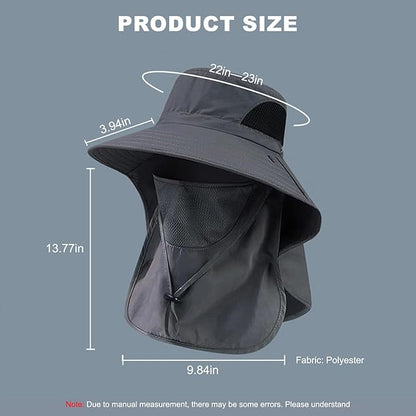 Wide Brim Sun Protection Hat with Removable Face&Neck Flap Cover for Men Women