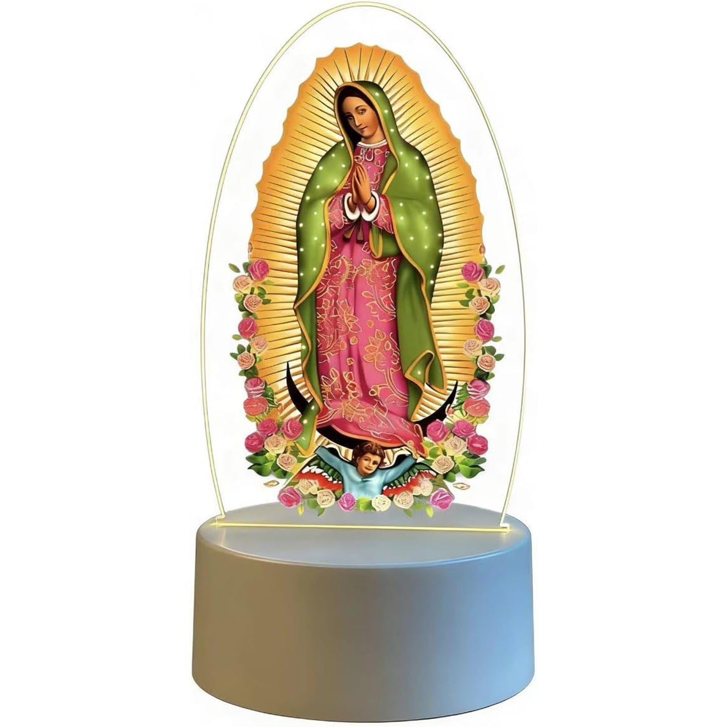 Guadalupe Virgin Prayer Lamp, USB Powered Warm Light