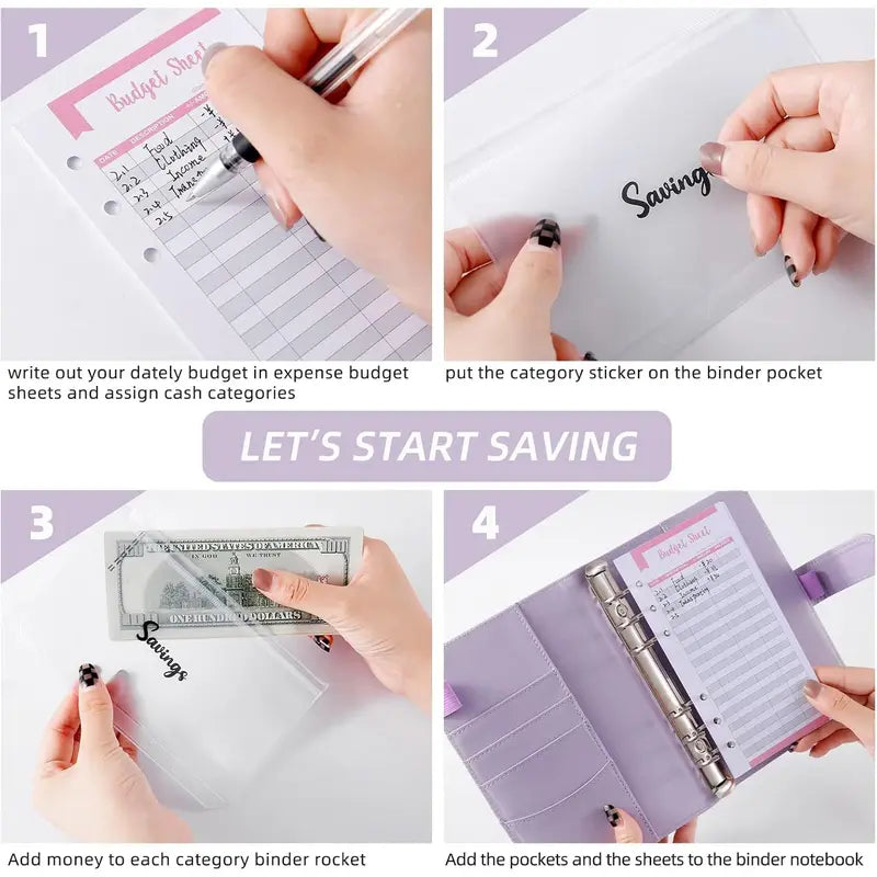 Budget Binder Envelopes A6 Saving Binder with Zipper envelopes