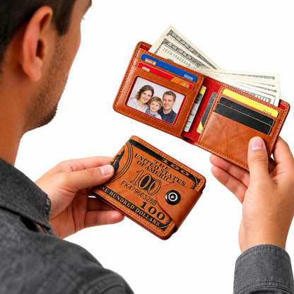 Men Bill Wallet PU Leather Credit Card Photo Holder Bifold Billfold
