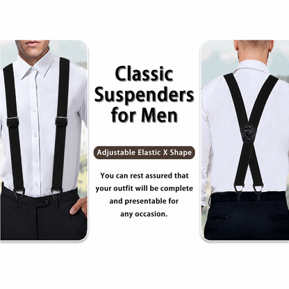 Hidden Suspenders for Men X Back Adjustable Elastic Men's Suspenders Under Clothes with 4 Snap Loop