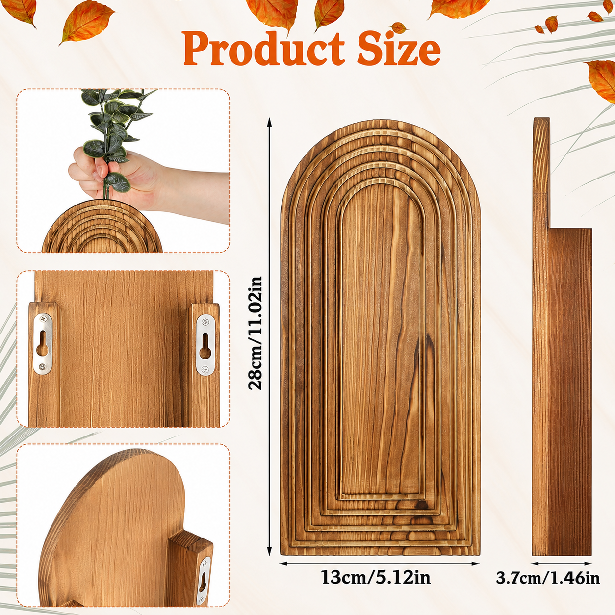 Wooden Wall Shelf for Dried Flowers and Greenery