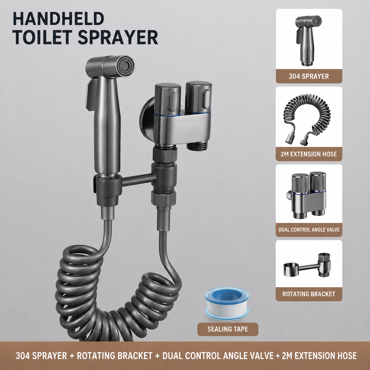 Generic Toilet Faucet Splitter 2-Way Double Faucet Adapter