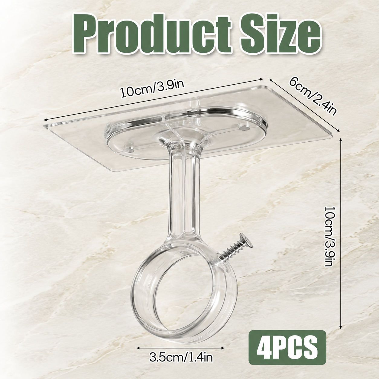 4 Pack No Drill Curtain Rod Brackets