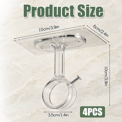 4 Pack No Drill Curtain Rod Brackets