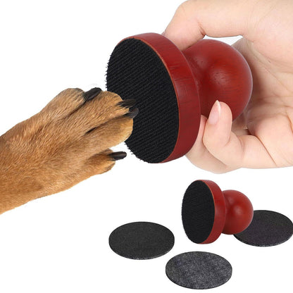 Dog Nail File Scratch Board – Painless Wooden Round Nail Trimming Pad with 3 Replaceable Sandpapers