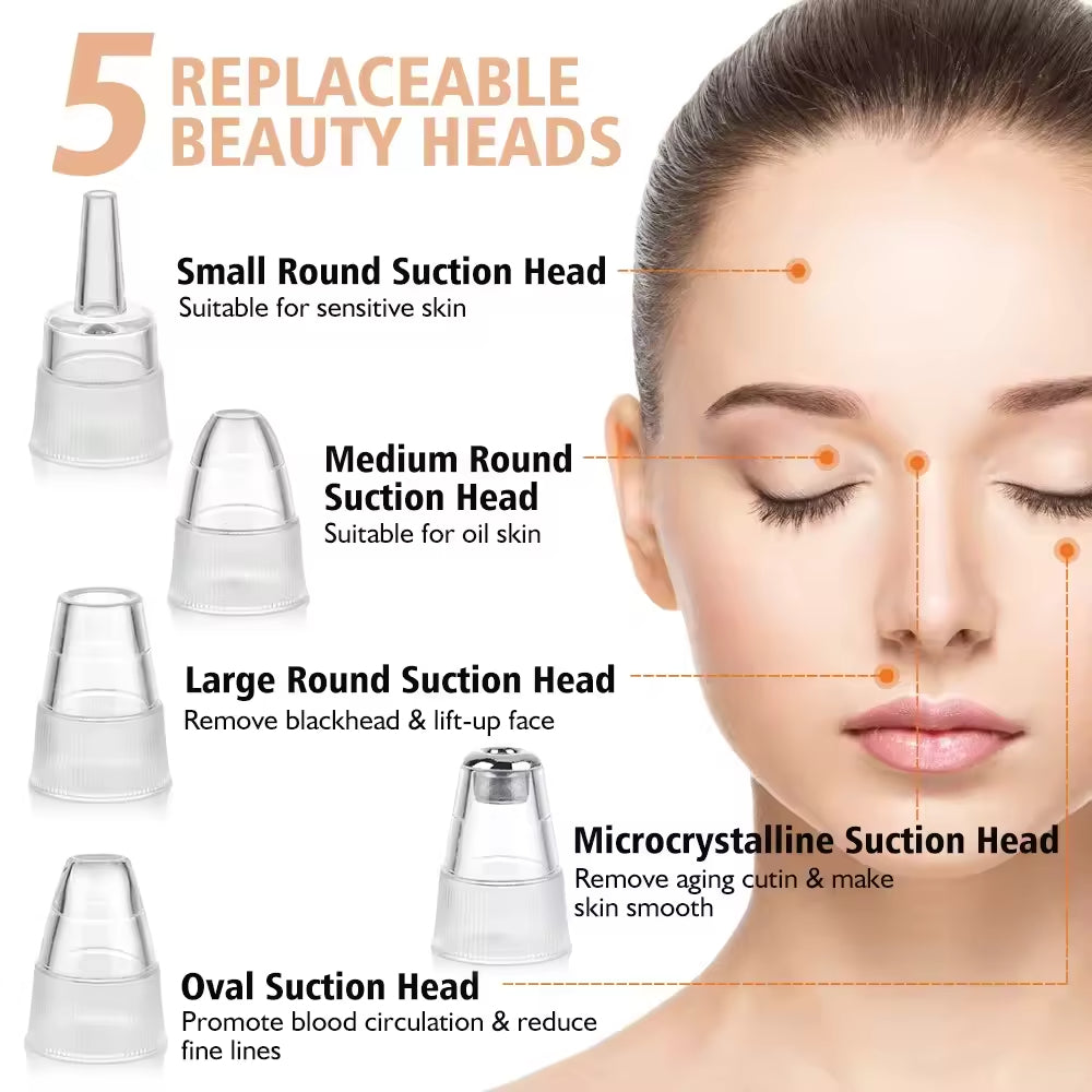 Rechargeable Blackhead Remover, Facial Pore Cleaner With 3 Adjustable Suction Powers, 5 Probes