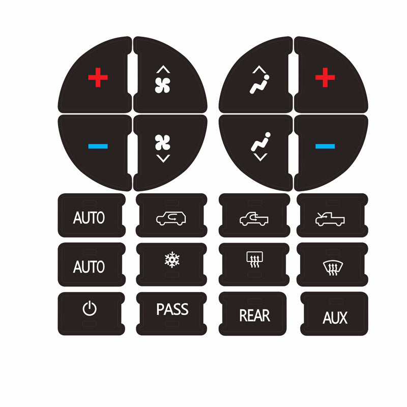 Car AC Dash Accents Button Sticker Repair Kit for Fixing Ruined Faded A/C Control Buttons