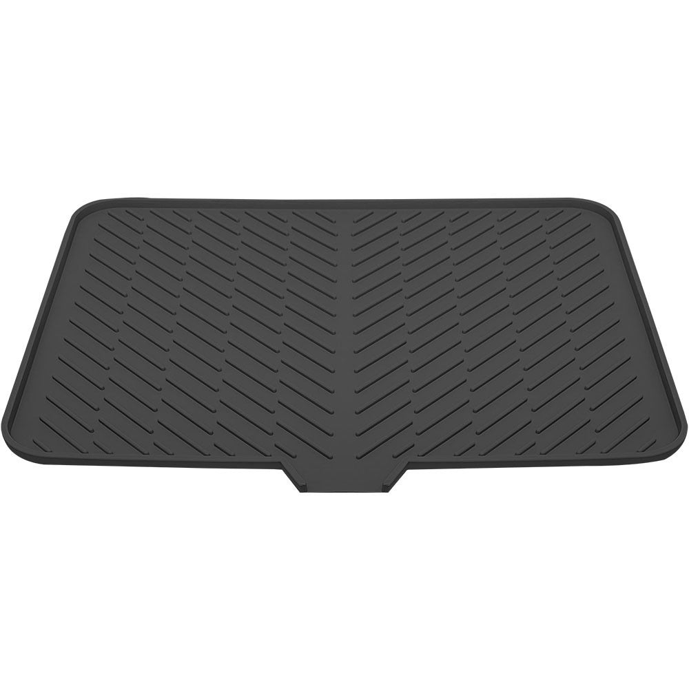 Silicone Dish Drying Mat with Built-in Drain Lip - Tray Protects Surfaces Prevents Water Build Up