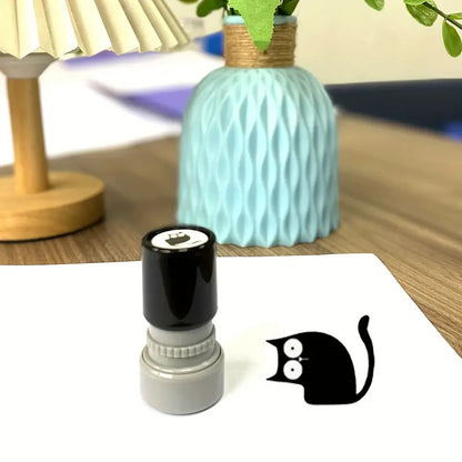 4Pcs Cute Black Cat Kitten Stamps for Stamp Cards, Letters and Diaries Decorative Mini Stamps
