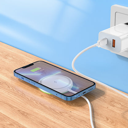 2-in-1 Magnetic Wireless Charger with USB-C & USB-A Ports for iPhone Fast Charging