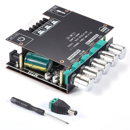 ZK-MT21 Bluetooth Amplifier Board, 2.1 Channel Subwoofer Amp Board with Treble/Bass/Sub Control