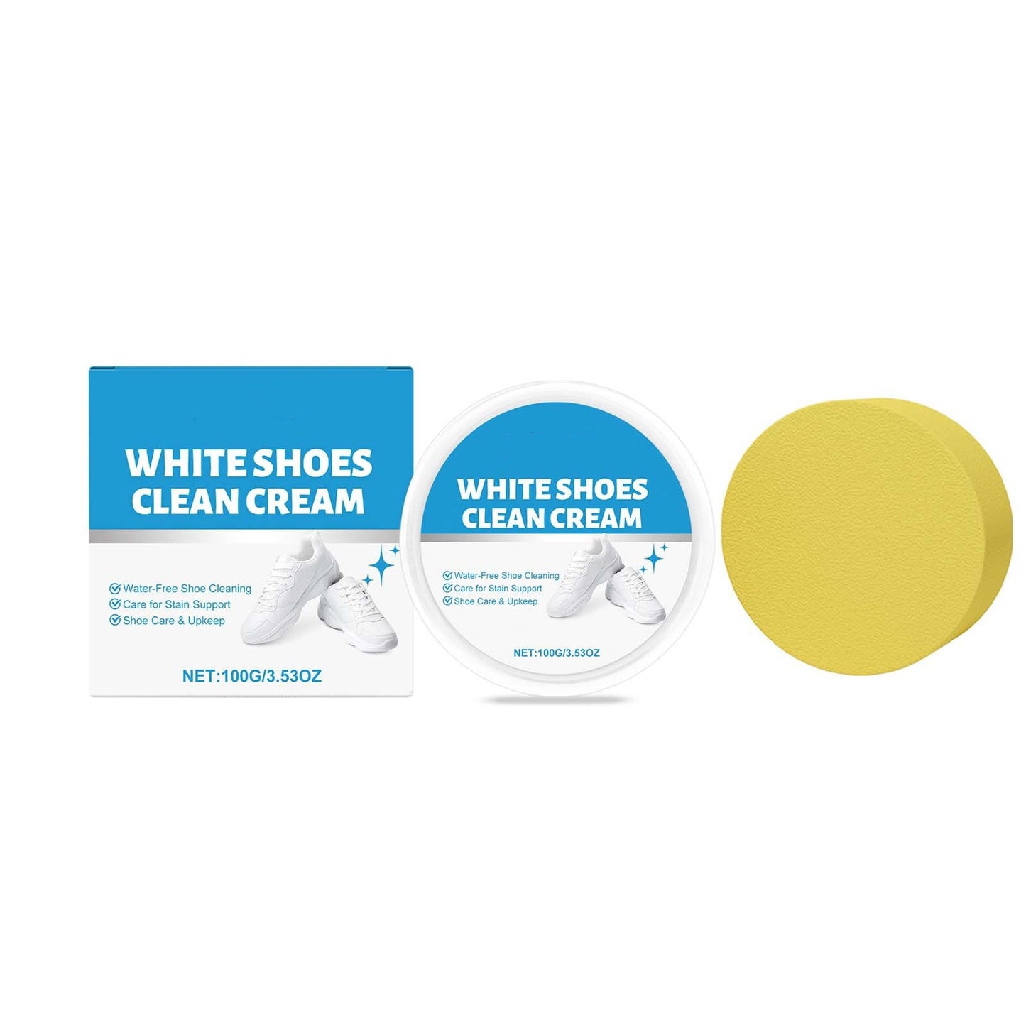 White Shoe Cleaner Cream - No Water, No Rinse Instant Cleaning Solid Cream for Sneakers, Suede & Boots