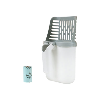 Pooper Scooper for Cat, Cat Litter Scoop with Bags, Integrated Detachable Deep Shovel Holder