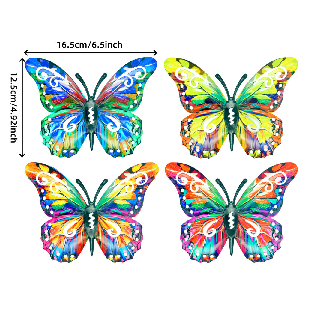 4Pcs Butterfly Metal Wall Decor,Outdoor Hanging Wall Art Sculptures Decoration