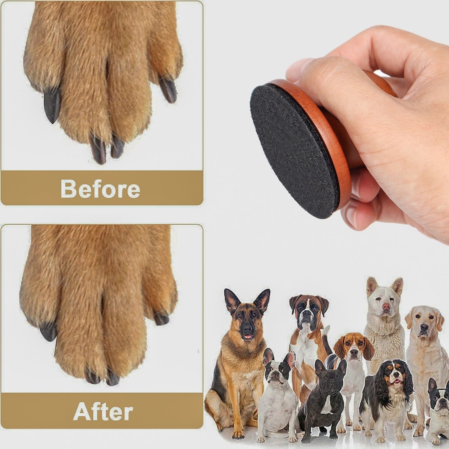Portable Dog Nail Scratch Board, Solid Wood Pet Nail File with 6 PCS Sandpaper