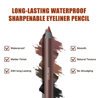 24 Hr Waterproof Eyeliner Duo Sharpenable Eye Pencil, - Smudge-Proof, Transfer-Proof, Up to 16HR Wear