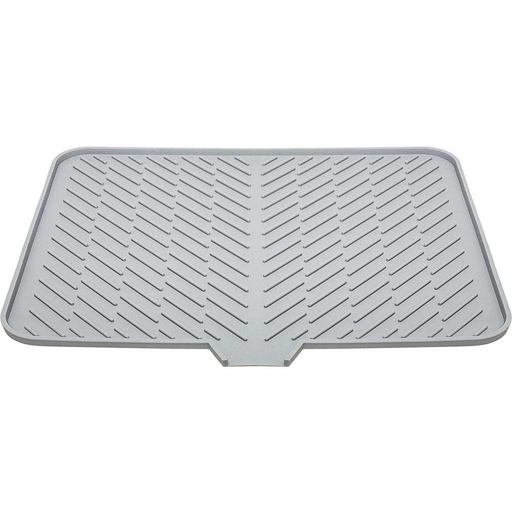 Silicone Dish Drying Mat with Built-in Drain Lip - Tray Protects Surfaces Prevents Water Build Up
