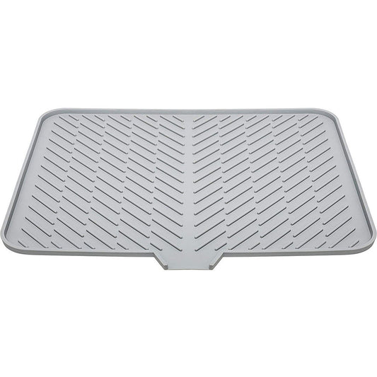 Silicone Dish Drying Mat with Built-in Drain Lip - Tray Protects Surfaces Prevents Water Build Up