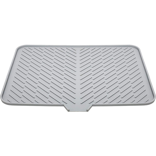 Silicone Dish Drying Mat with Built-in Drain Lip - Tray Protects Surfaces Prevents Water Build Up