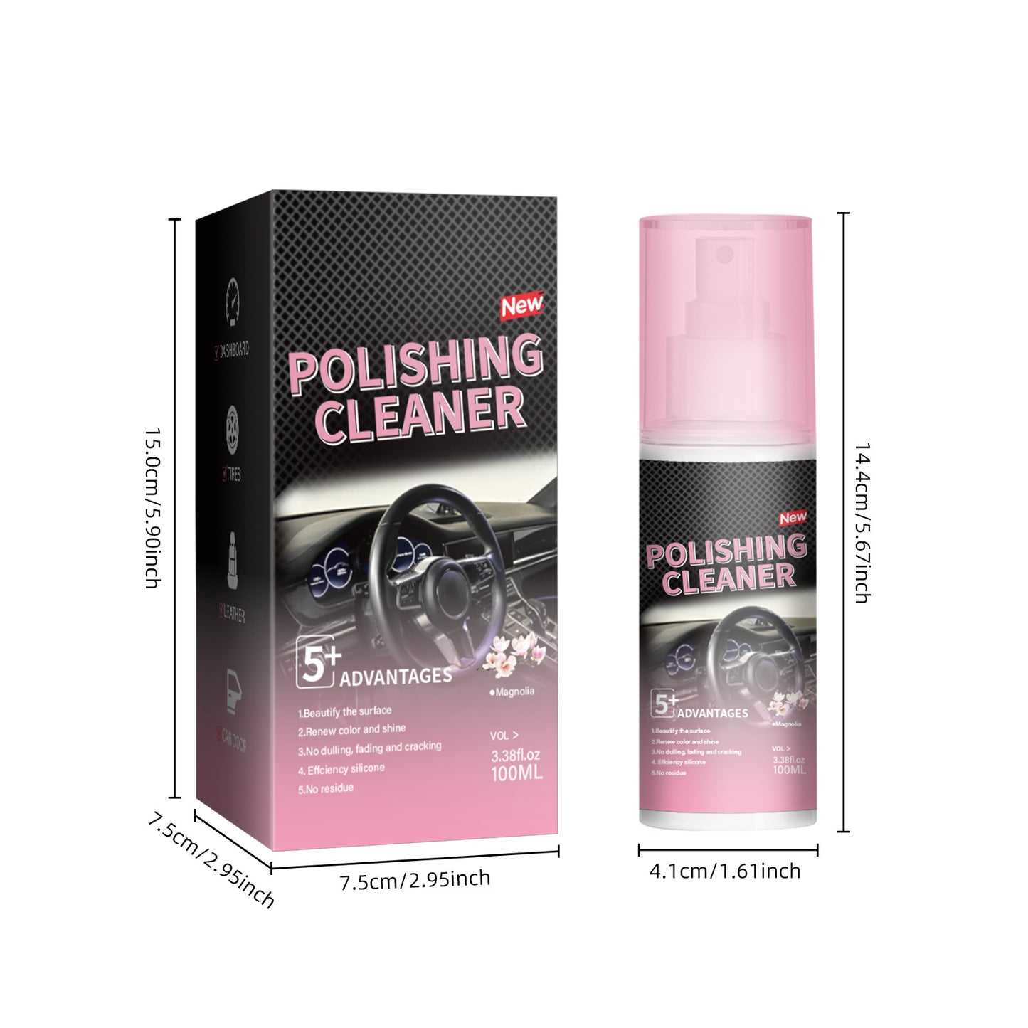 Car Interior Cleaner Set, Long Lasting Super Shine Dressing and Car Interior Detailer Spray