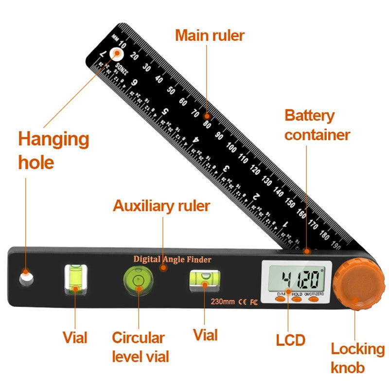 Electronic Angle Gauge 0-360 Degree Angle Ruler With LCD Display