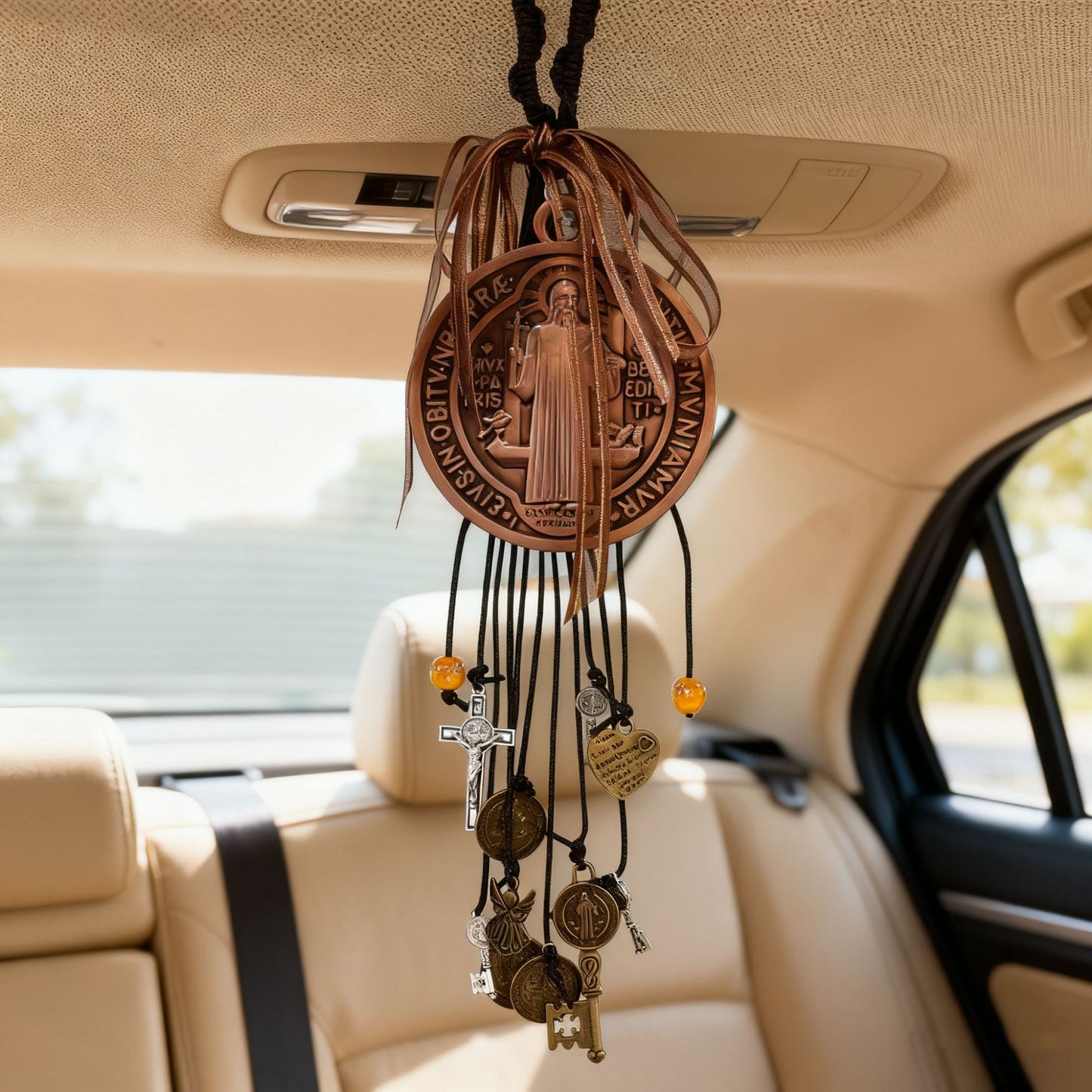 St. Benedict Brown Medal Hanging Car or House Protection