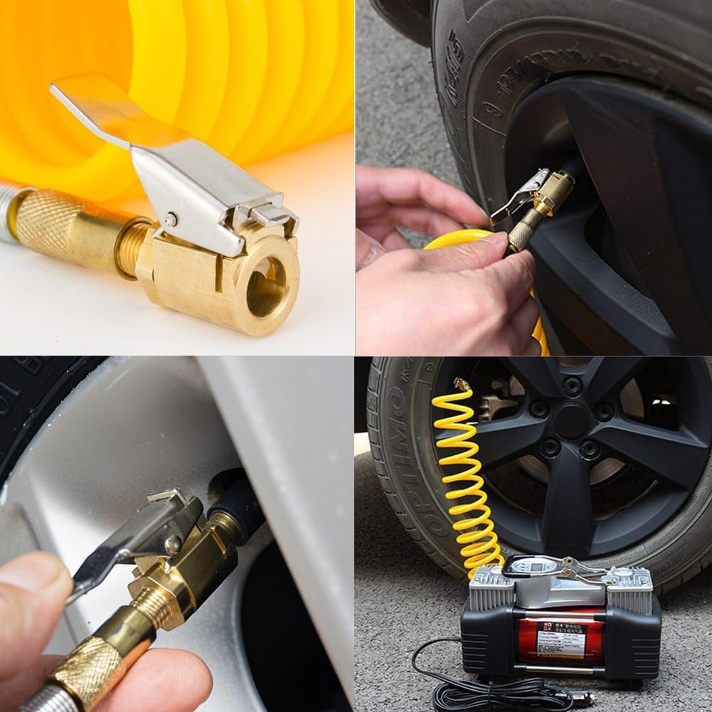 2Pcs Quick-Connect Tire Air Chuck, Multi-Purpose Vehicle Inflator Tool, Easy Use Valve Connector for Compressor