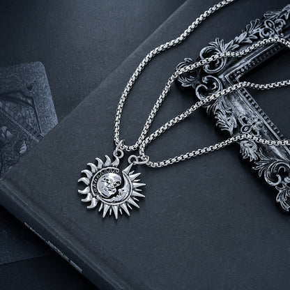Asymmetric Sun Moon Matching Necklace for Couples