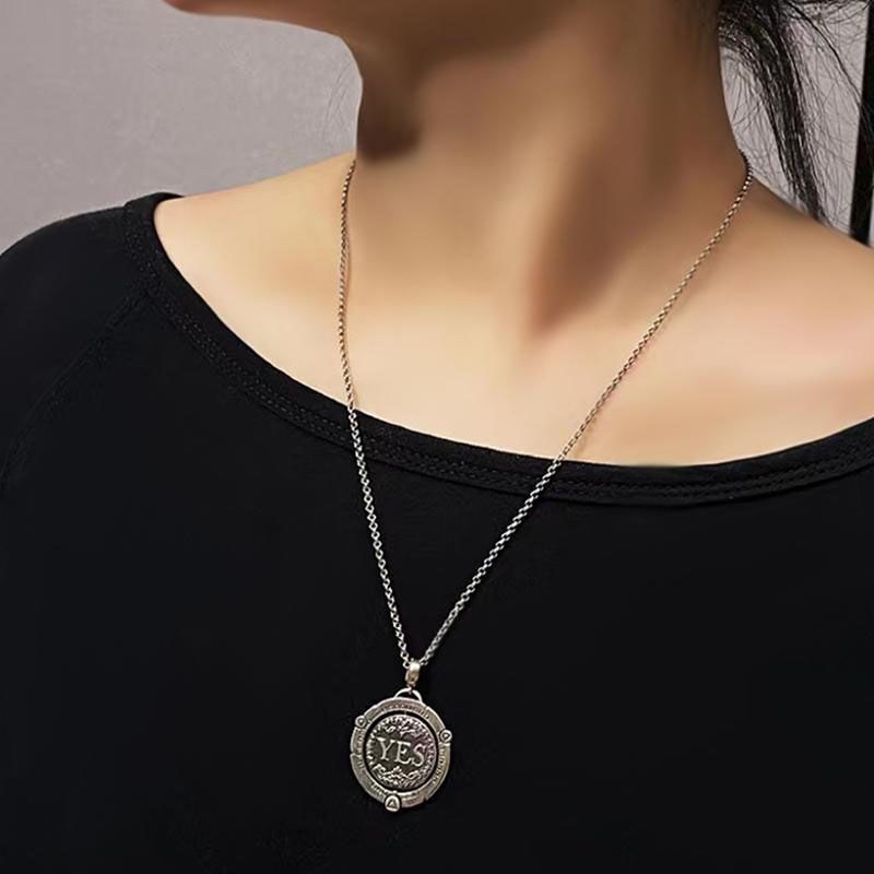 YES or NO The Decision Coin Necklace, Decision Maker Coin Divination Necklace