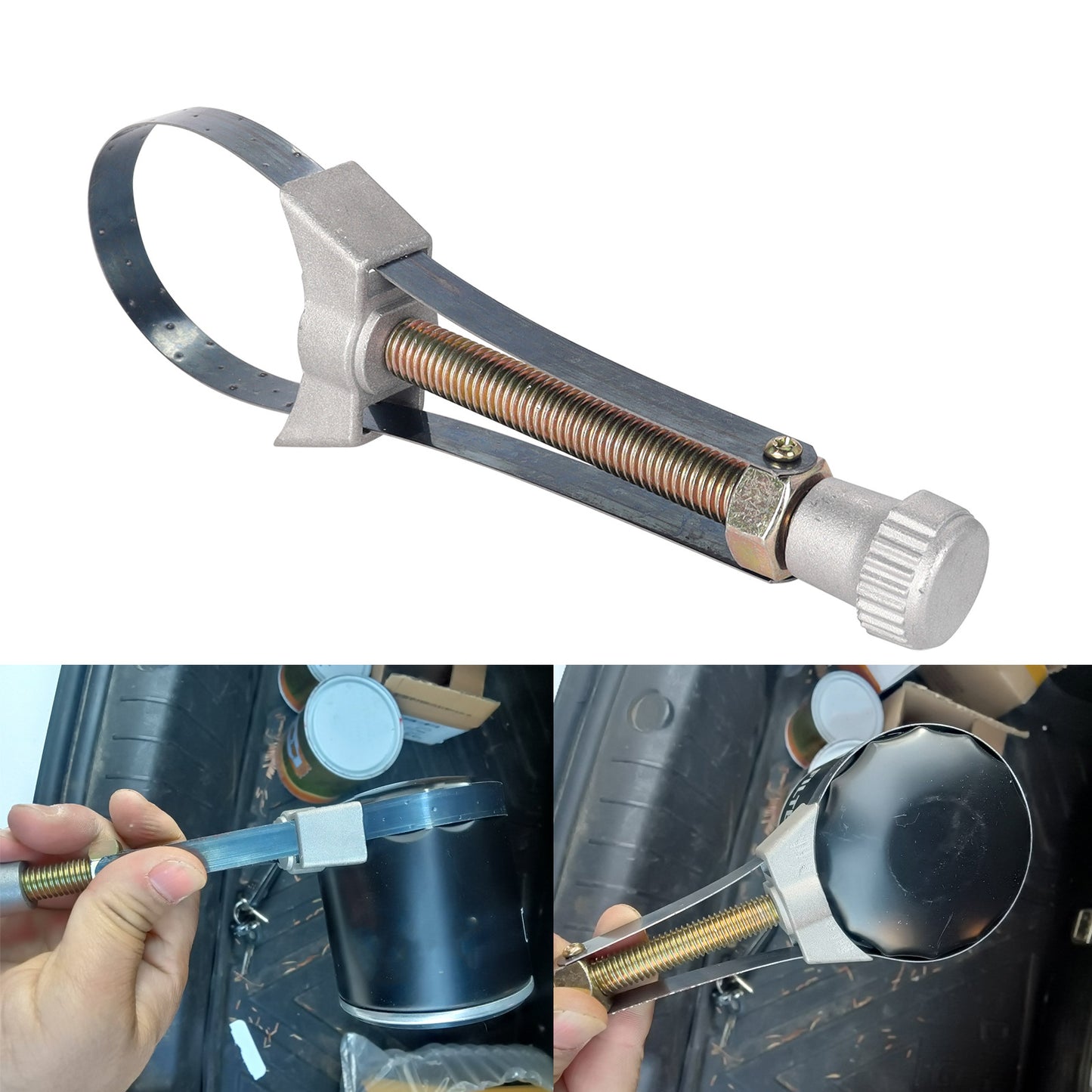 Oil Filter Strap Wrench: Adjustable Range 60-110mm & 90-150mm
