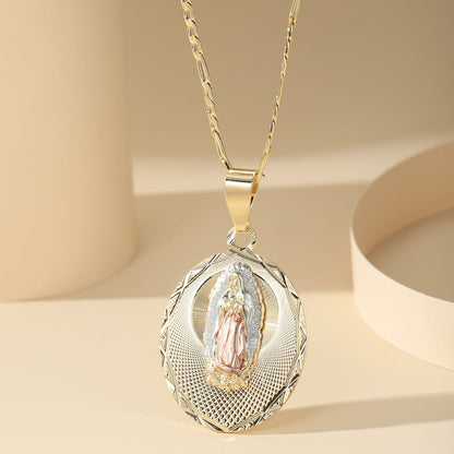 Virgin Mary Guadalupe Pendant Necklace Charm for Women and Girls