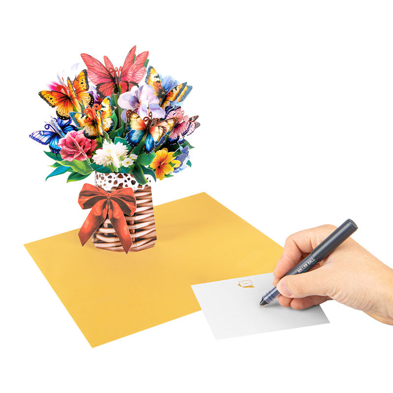 3D Pop-Up Floral Birthday Card; Suitable for Birthdays, Mother's Day, and Anniversaries