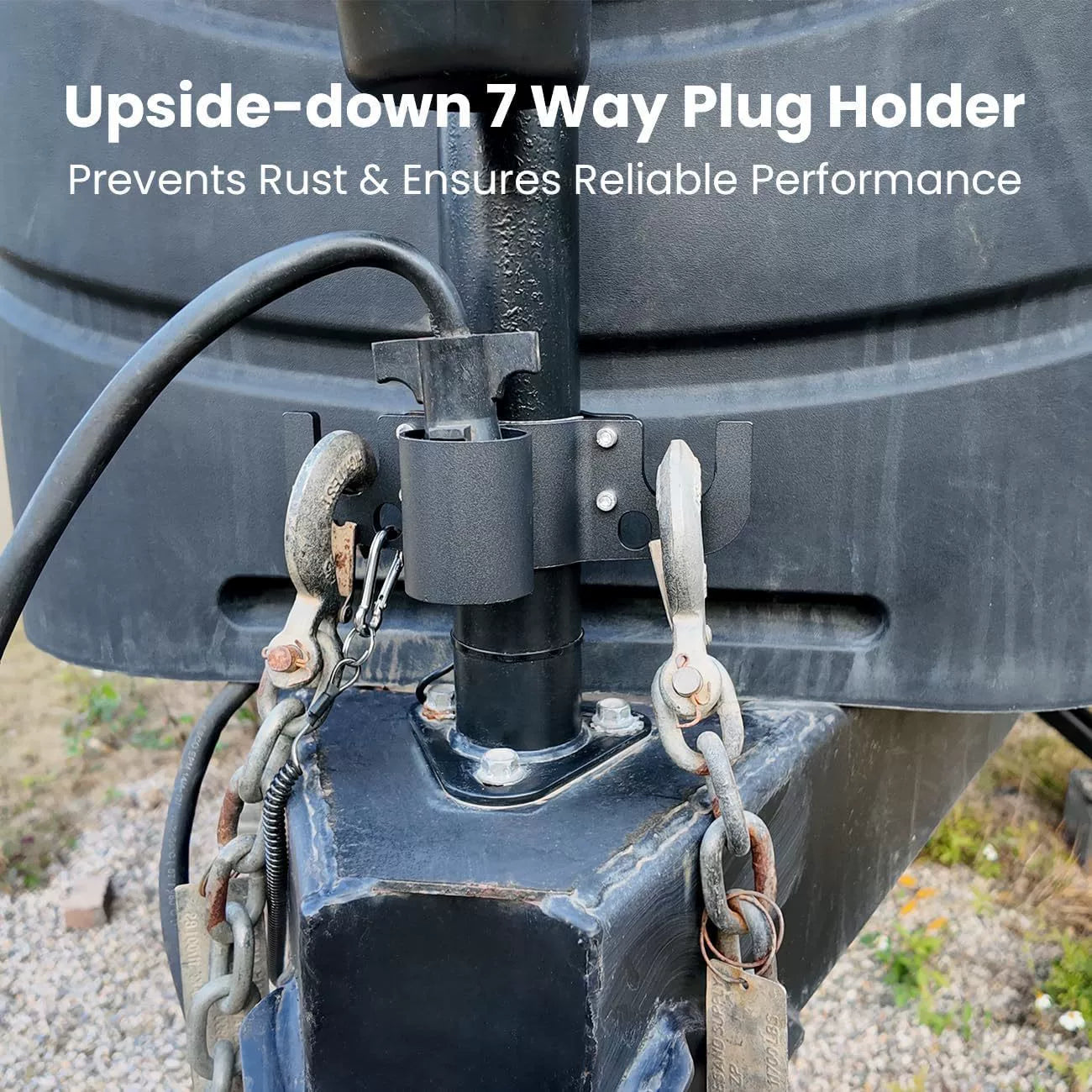 Aluminum Trailer Towing Chain Organizer with 7-Way Plug Holder