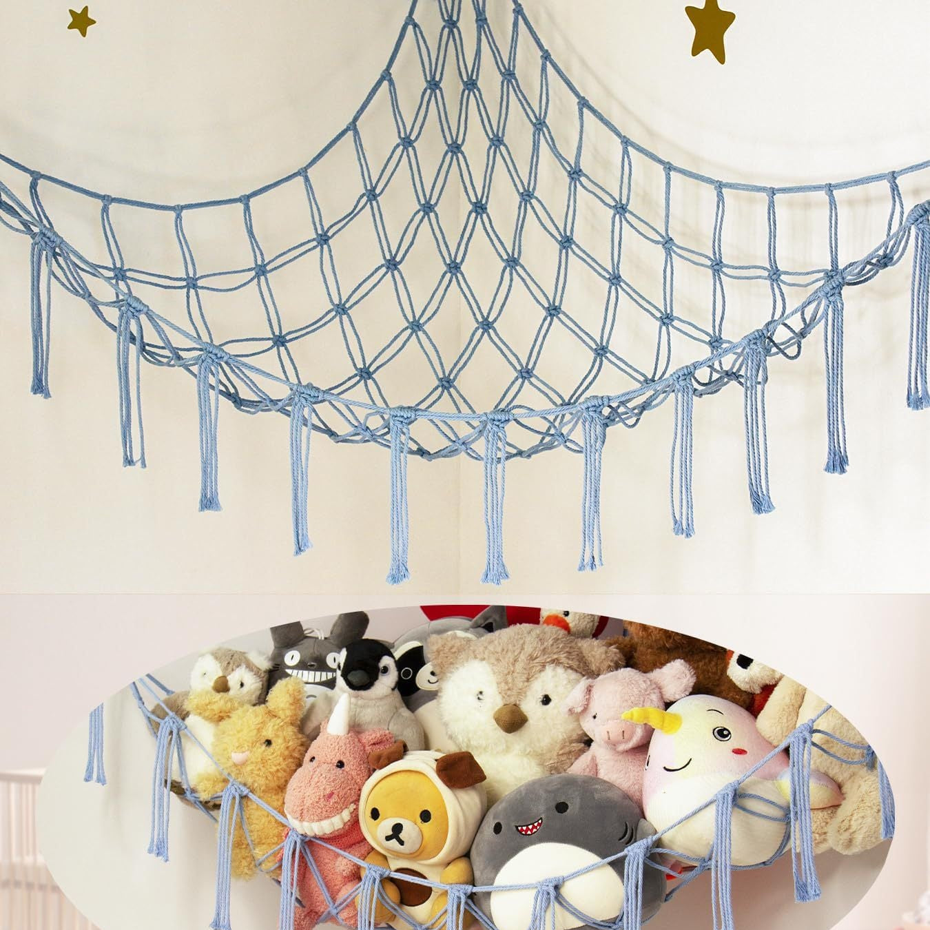 Stuffed Animal Hammock Corner, Hand-knitted Large Plushie Net
