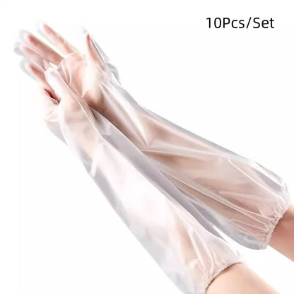 Long Sleeve Cleaning Gloves, 10Pcs/Set Reusable & Waterproof Protective Rubber Gloves for Household Duties