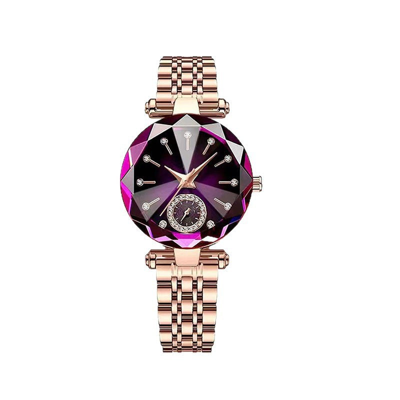 Elegant Ladies' Watch Stylish Steel-Band Watch with Diamond-Set Dial and Analog Display