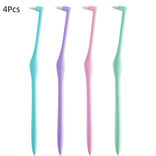 4Pcs End Tuft Toothbrush, Small Round Head Braces Toothbrush, Individually Wrapped Small Toothbrushs for Gums