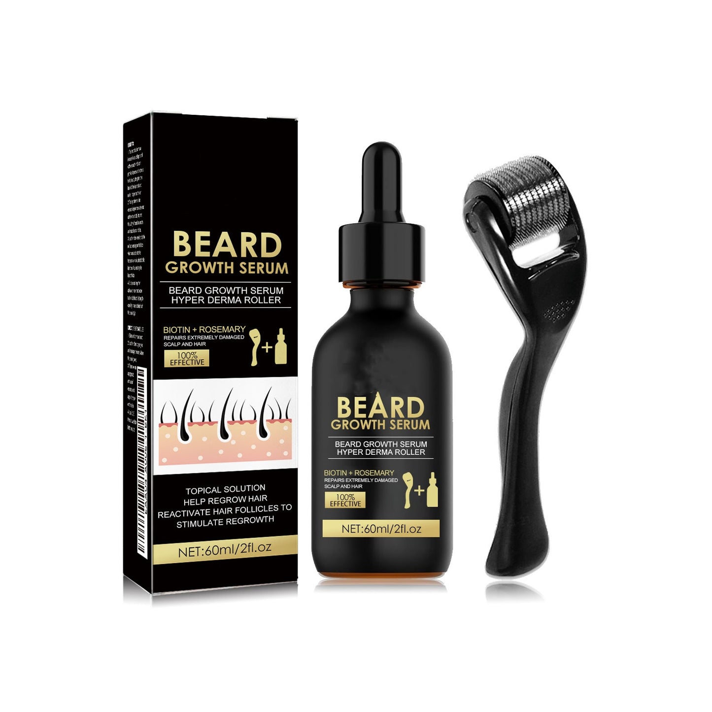 Beard Growth Kit, Beard Growth Kit with Beard Roller, Beard Growth Serum