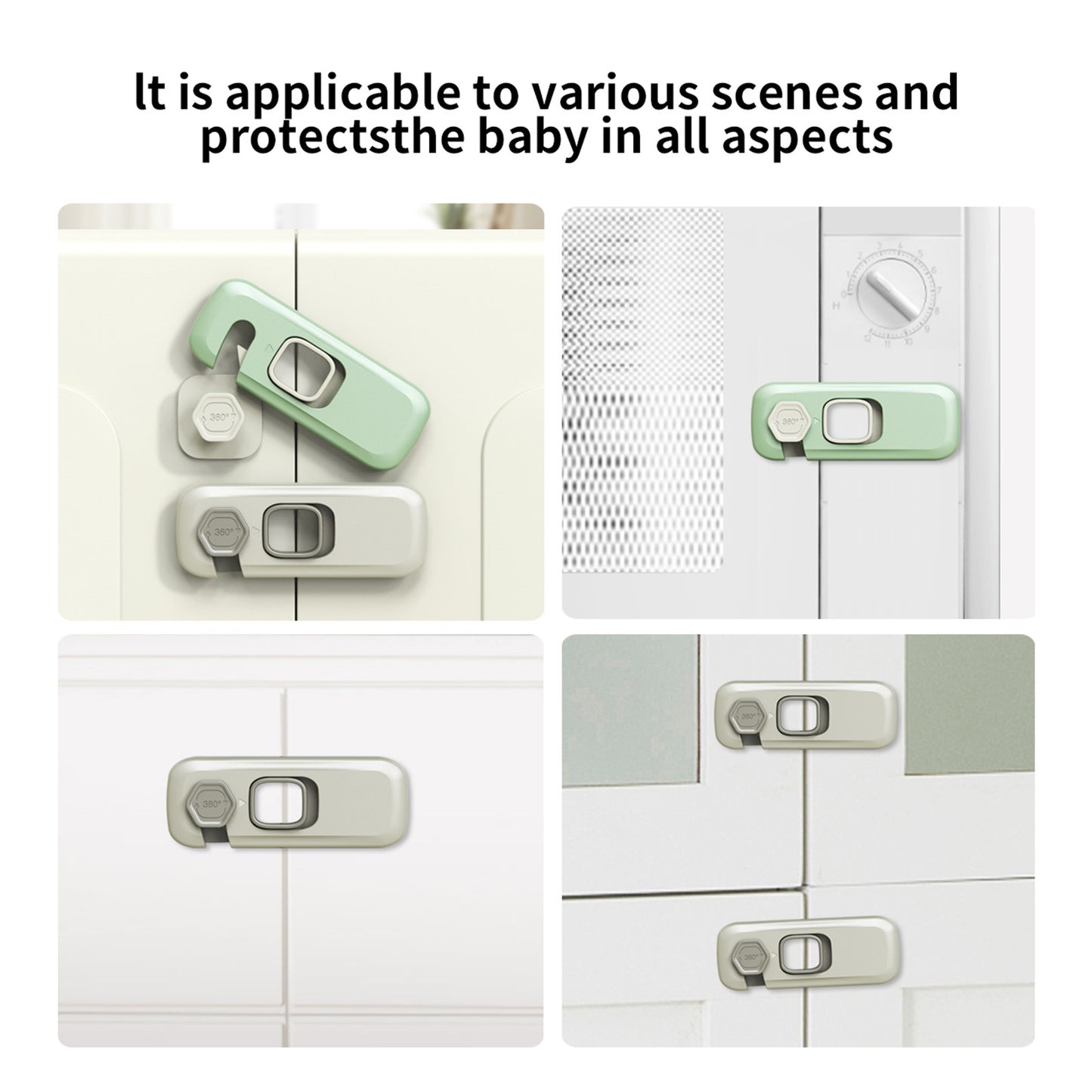 4 Pack Child Proof Refrigerator Lock, Child Safety Locks for Doors, RV Refrigerator, Oven Lock