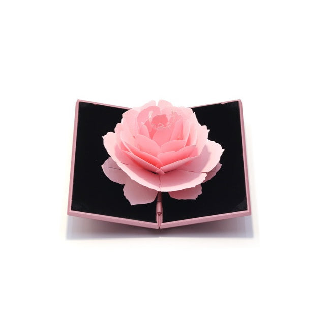 3D Pop Up Rose Ring Box - Engagement Gift Jewelry Box with Realistic Blooming Rose