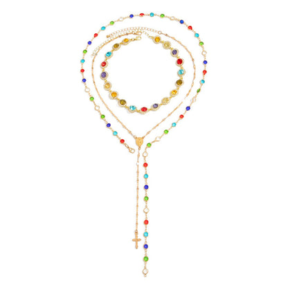 Crystal Colorful Multi Layered Bead Chest Body Chain